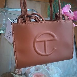 Small Shopping Bag - Tan: Featuring a double strap handles and cross-body straps